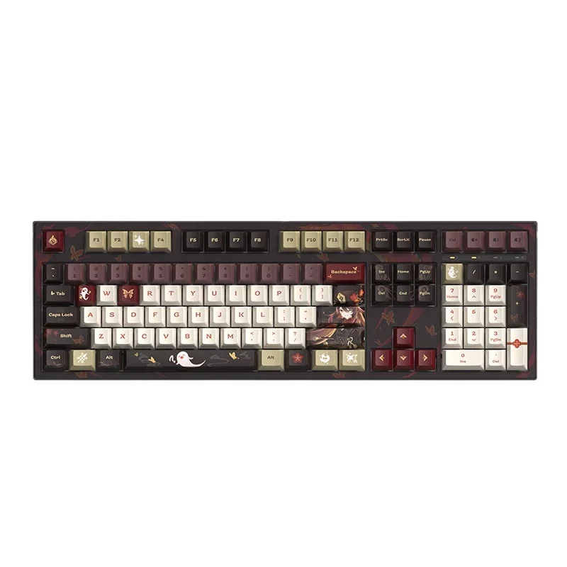 Teclado de jogo anime genshin impacto hutao doujin periferia teclado mecânico caixa eixo 108 chave 87 chave presentes natal