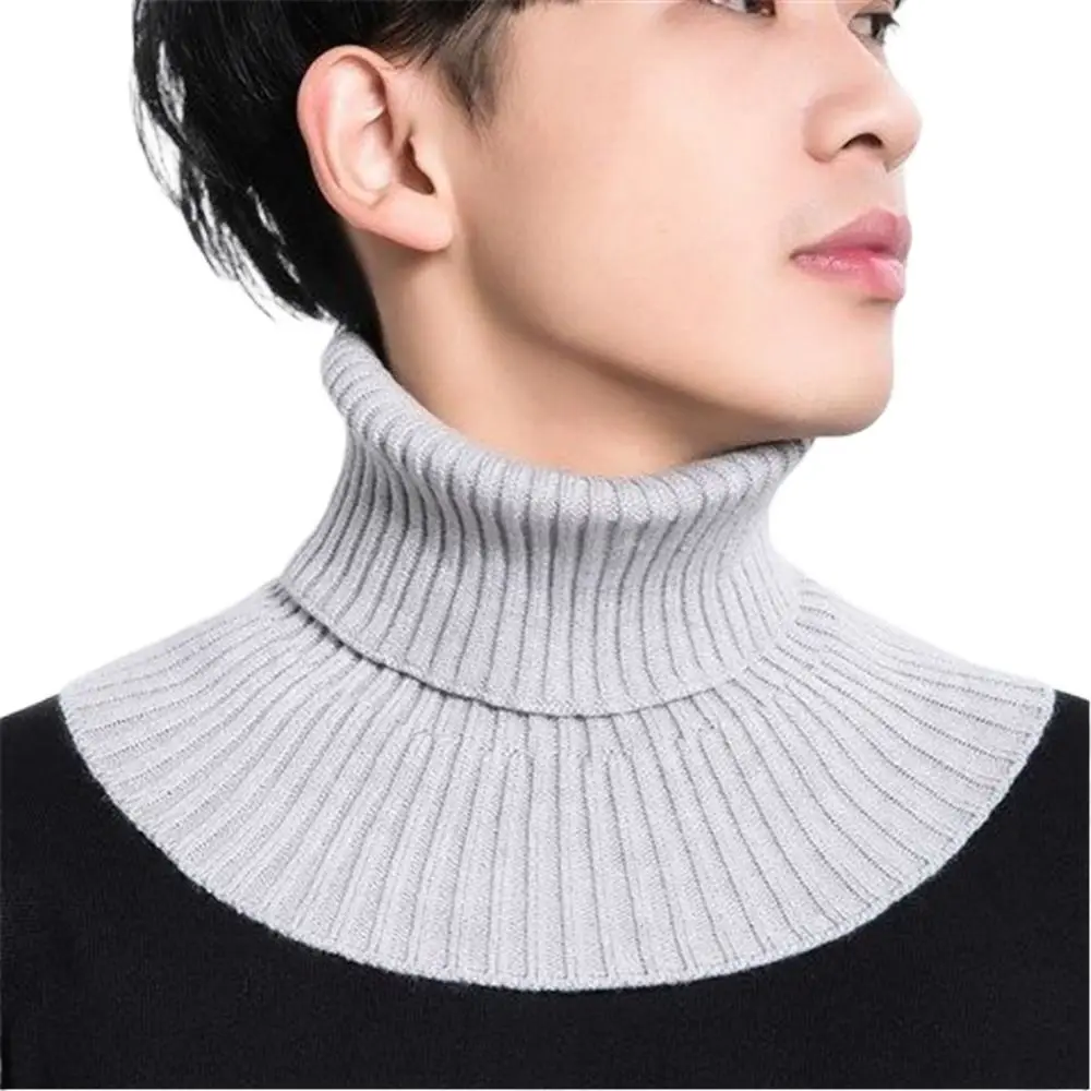 Coring lã à prova de vento masculino cor sólida pescoço manga cachecol de malha gola falsa cachecol acessórios de vestuário masculino cachecol de gola falsa