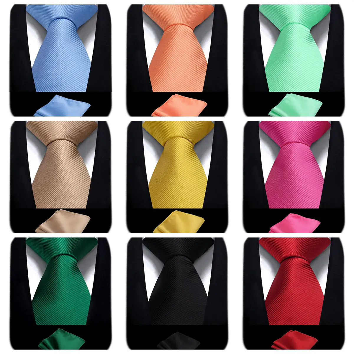 Elegant Men Tie Gift Set Classic Fashion Luxury Tie with Handkerchief Two Piece Set Business Wedding Formal Suit Accessories