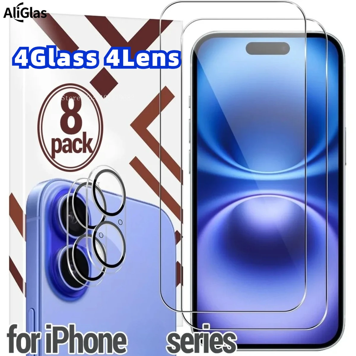 

8PCS Full Coverage Anti-Shatter Glass for iPhone 17,17 Pro,17 Pro Max Air HD Tempered Glass Glass for iPhone 11-16 ProMax Series