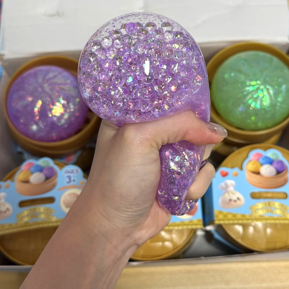 Hot Kawaii Dumpling Stress Ball Toy with Smile Face Unique Steamer Base Squeezable Dough Ball Birthday Gift for Girl Boy Gifts