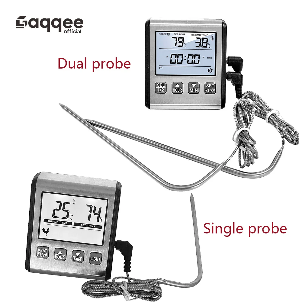 TP710 Single/Dual Probe 0-300℃ Barbecue Food Thermometer With Timing Alarm Function Electronic Kitchen Tools For Cooking Oven