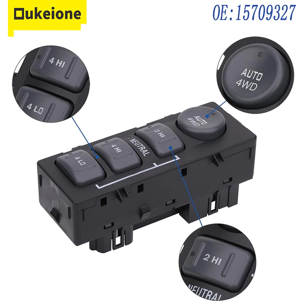 4x4 Transfer Case Switch 4WD Wheel Switch Button 19168767 15709327 for Chevrolet Avalanche Silverado Tahoe GMC Sierra Yukon