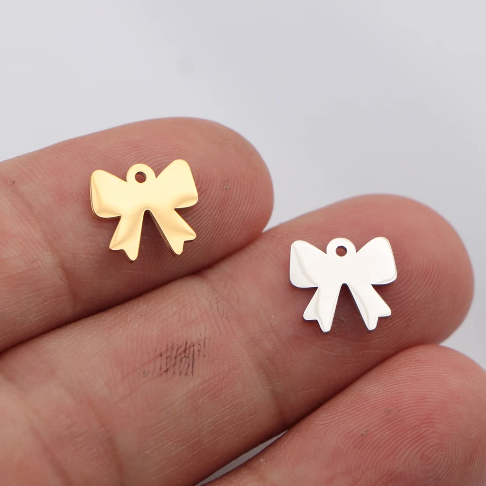

5pcs/lot Mirror Polished Stainless Steel Bowknot Charm Pendant for Women Girls Gift DIY Jewelry Making Accessory