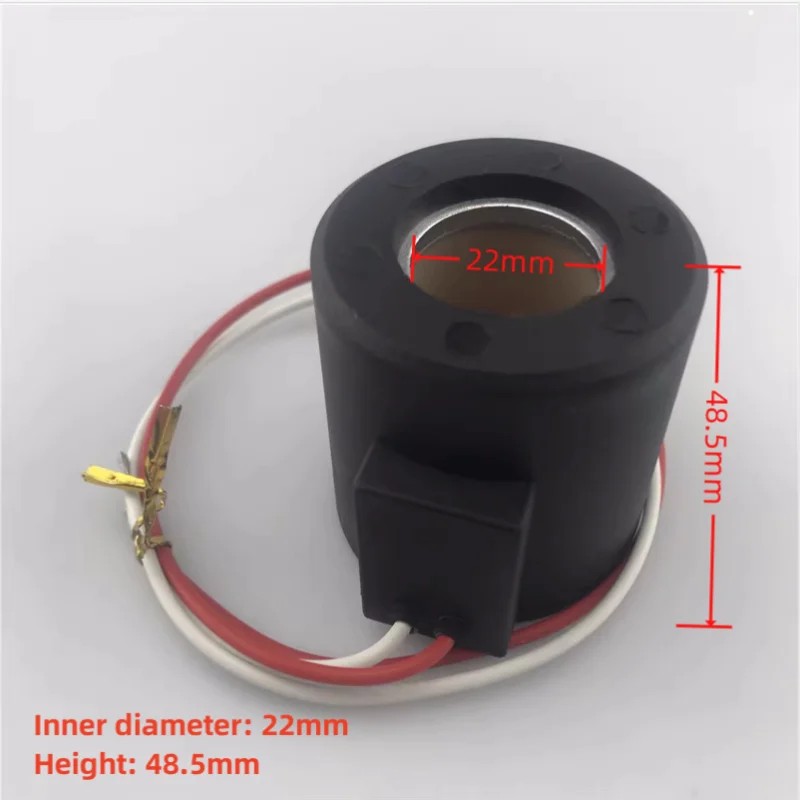 

SKM5 Electromagnetic Hydraulic Valve Coil Inner Diameter 22mm Height 48.5mm Black Circular Output Wire DC24V/12V