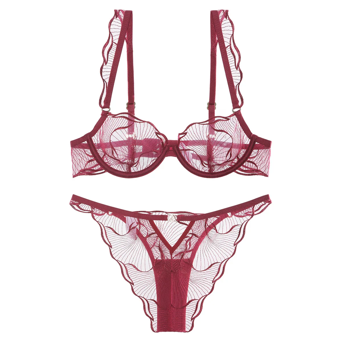 Women Sexy Bra Set Lace See Through Lingerie Micro Bikini Thong Underwear Elegant Ladies Bra and Panty Set