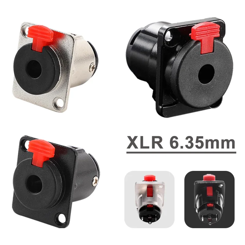 5/20 pcs Professional speaker plug Audio Jack 6.35mm female socket panel mount xlr connector black&silver colors plugs