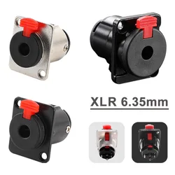 5/20 pcs Professional speaker plug Audio Jack 6.35mm female socket panel mount xlr connector black&silver colors plugs