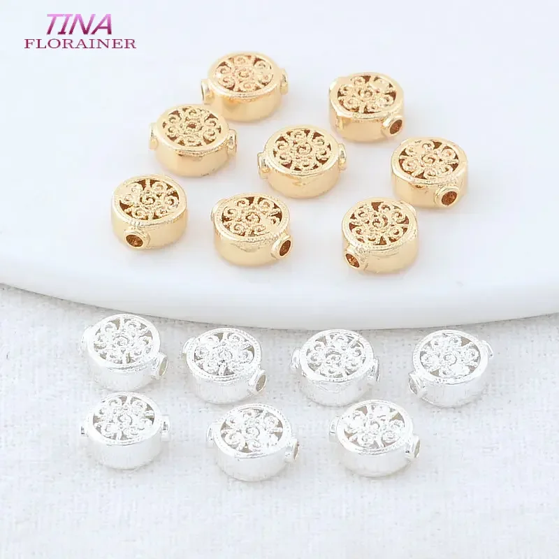 10PCS 6*7MM 14K Gold Color Brass Flowers Beads Spacer Beads Bracelet High Quality Diy Jewelry Accessories