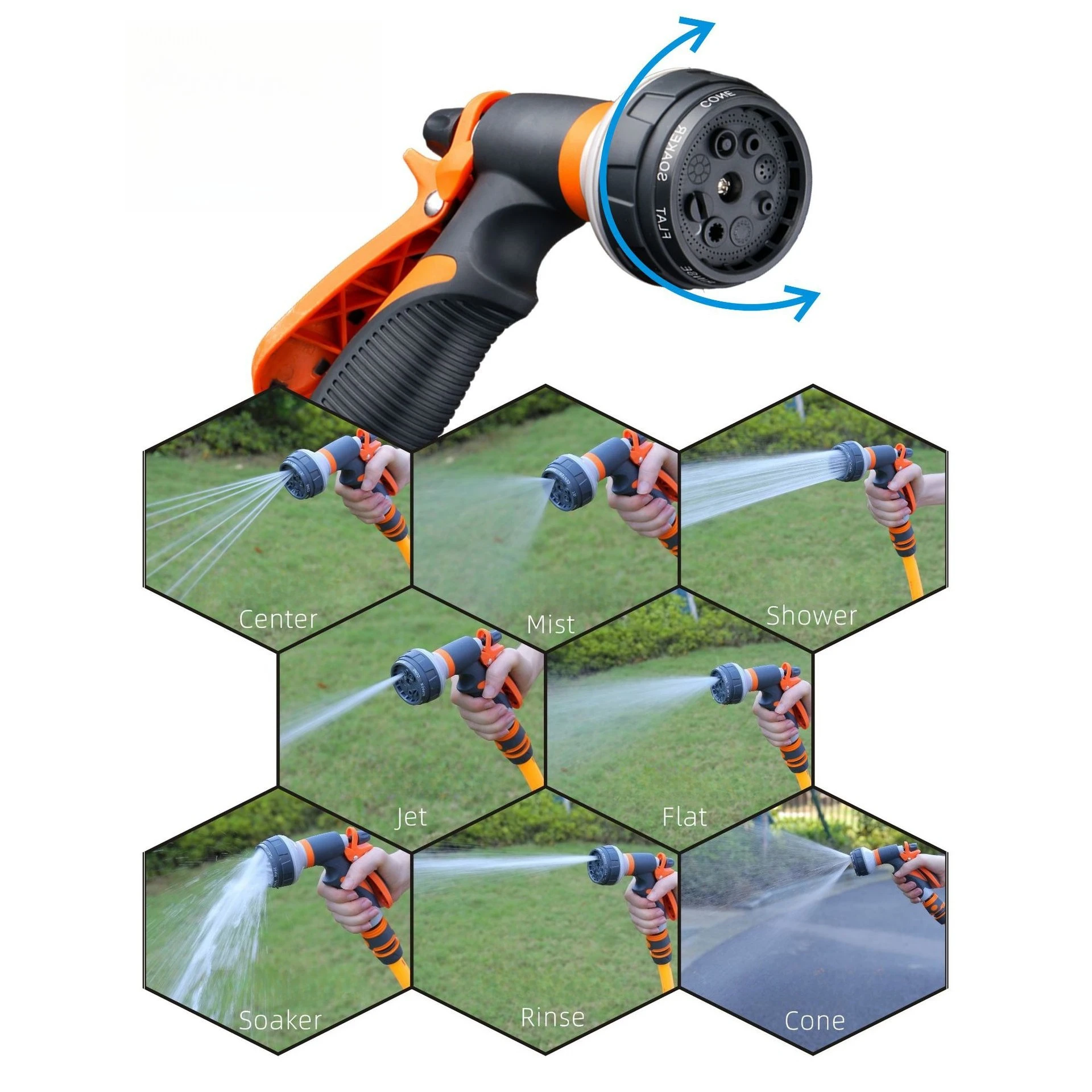 Household irrigation high-pressure garden watering spray gun set gardening watering car wash showerhead nozzle