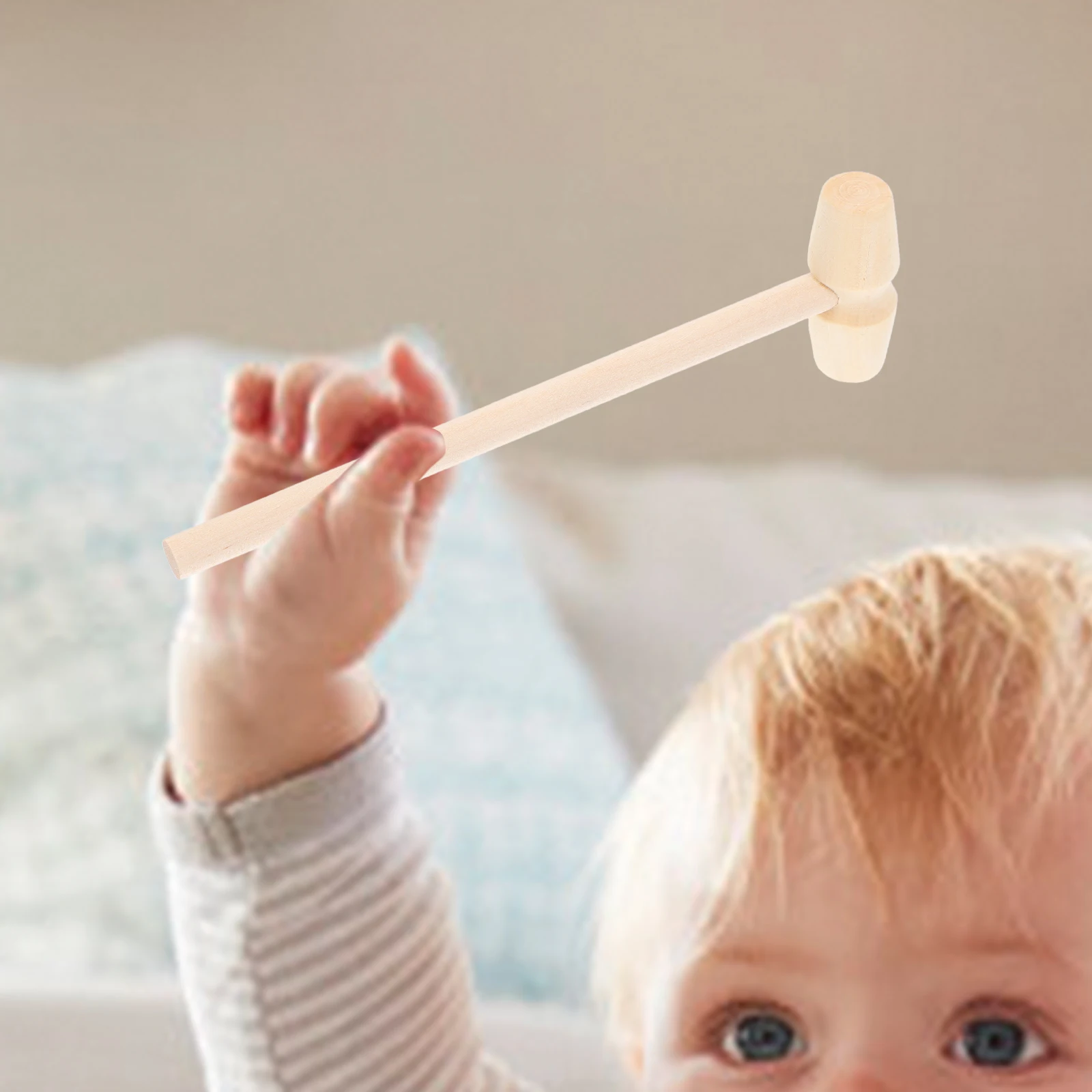 10Pcs Wooden Mini Hammer Mallet Pounding Set Child Safe Solid Wood Educational Baby Beat Tool for Hand Eye Coordination Infant