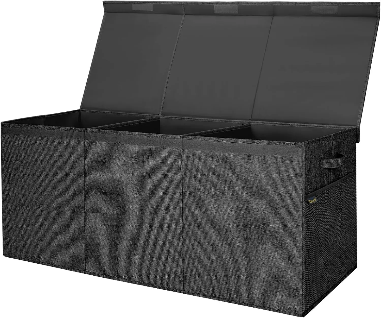 

Очень большие складные тканевые корзины для хранения с крышкой и разделителем для организации дома, черные (37,5x13x16 дюймов)