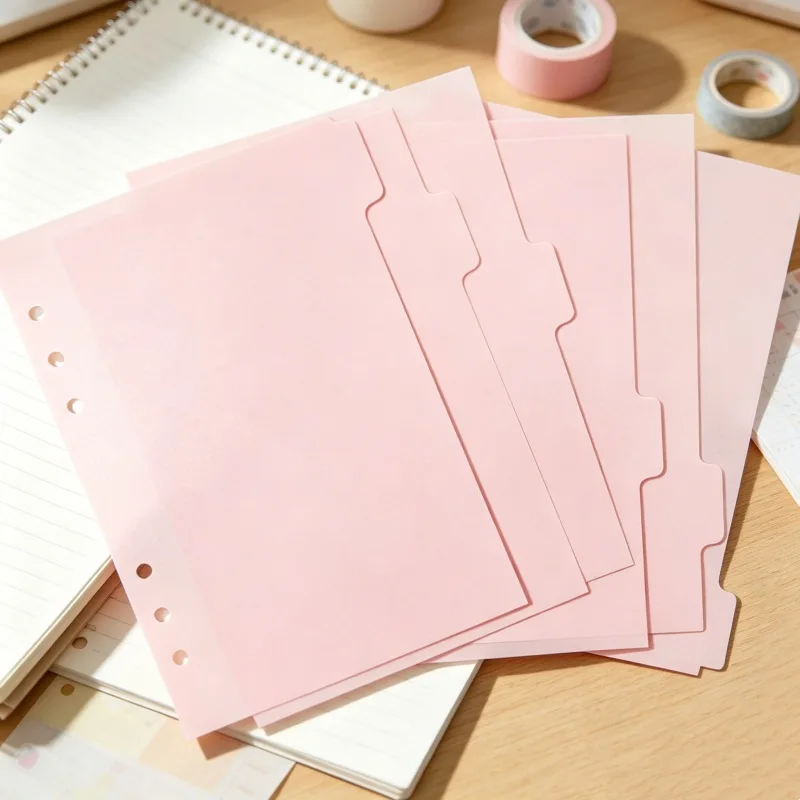 A5 A6 Transparent Paper Index Divider 6 Holes For Binder Planner Notebook Stationery Notebook Paper Divider Accessories
