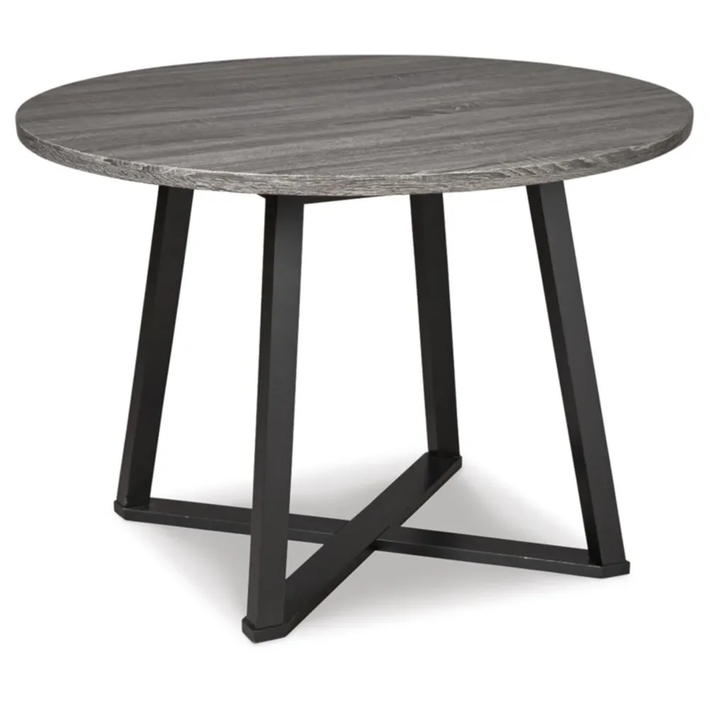 Centiar Mid Century Round Dining Room Table with Metal Legs, Gray & Black