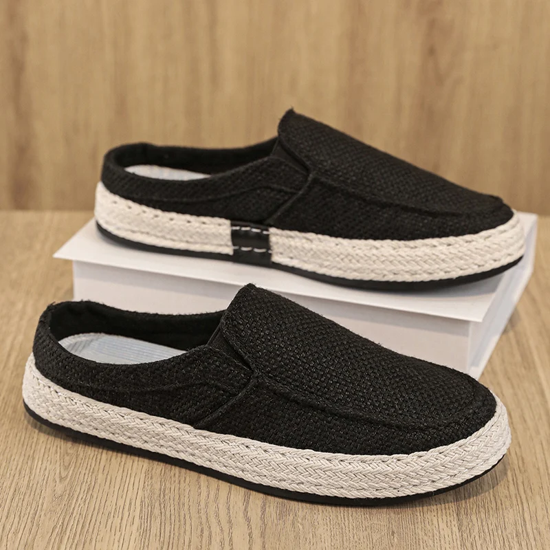 New Canvas Mens Breathable Casual Shoes Mens Lightweight Sneakers Mens Lazy Driving Shoes Comfortable Flat Loafers Walking Shoes