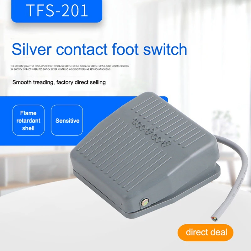 Hot High-quality Footswitch TFS-201 New Electric Power Foot Pedal Nonslip Momentary Control Switch 220V 380V Pedal Controller