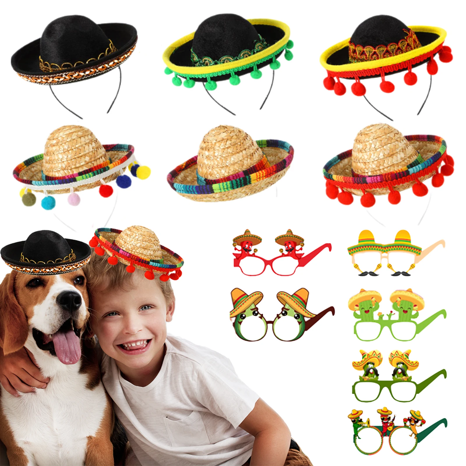 

3/6/9Pcs Sombrero Headbands Hat Party Costume Mexican Hat Cinco De Mayo Accessories Mexican Theme Decoration Fiesta Party Favors