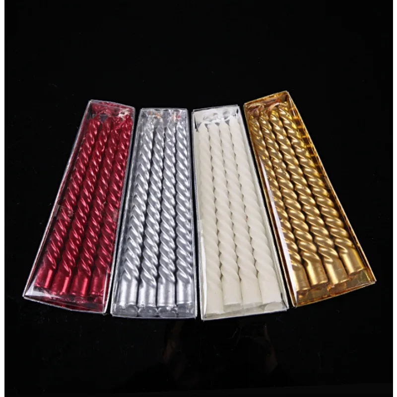 Colorful Threaded Lacquer Candles-Gold Silver White Holiday Wedding Decor DIY Party & Home Decoration for Festive Celebrations