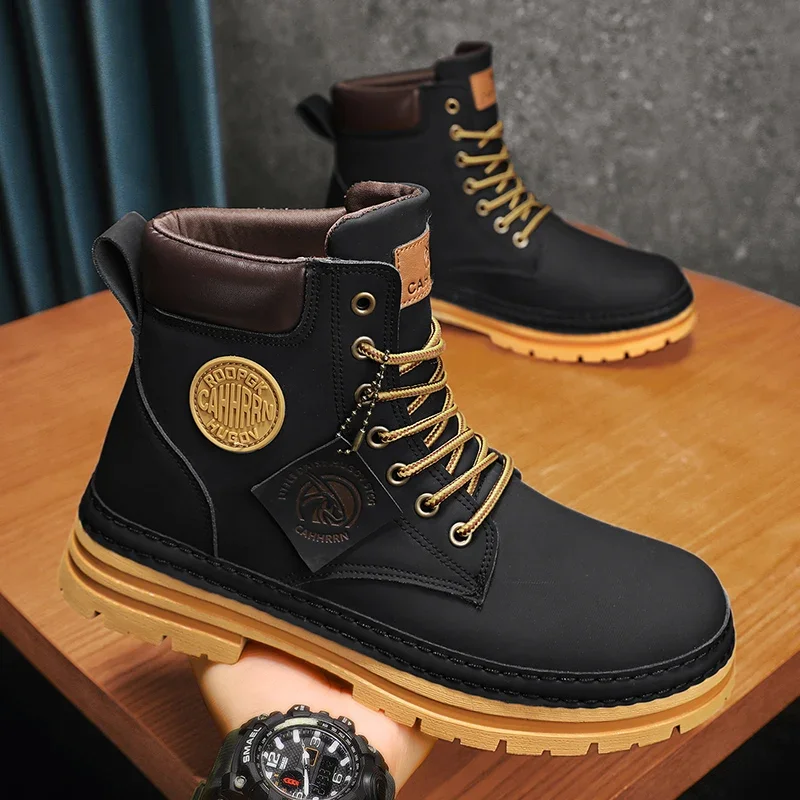 Men Boots Winter Casual Shoes Designer Luxury Platform Cowboy Chelsea Tactical Military Work Safety Leather Ankle Sneakers