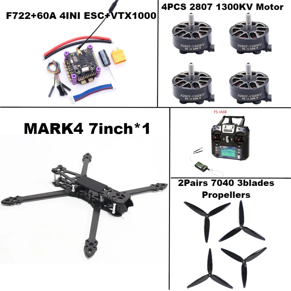 Rctosky MARK4 7inch F722 Flight Control 45/60A 4INI ESC rack drone FPV carbon fiber PV Racing Drone Quadcopter Freestyle