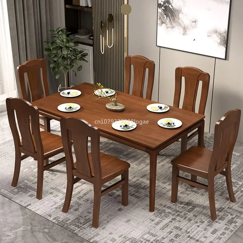 Solid Wood Chair Thickened Thick Living Room Combination Tenon and Tenon Durable Dining Table Chair Chinese Free Installation