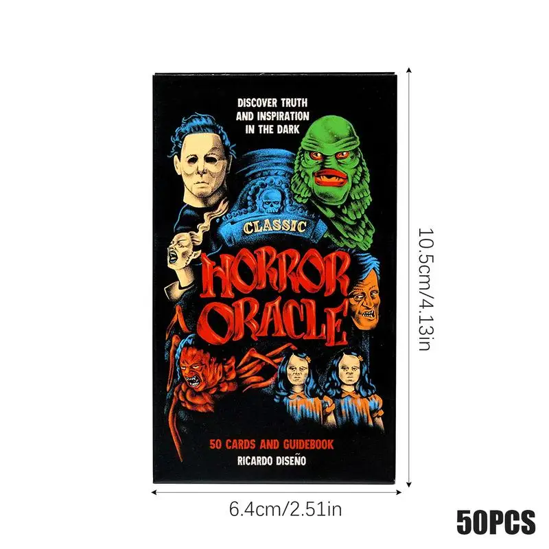 Classic Horror Tarot Cards Psychological Oracle Deck Portable Classic Horror Oracle Full English Version 50-Card Cards Game