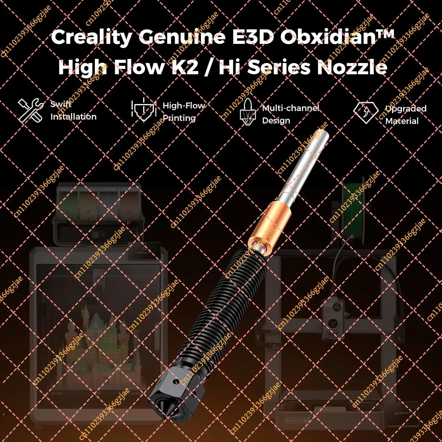 For Creality K2 Plus/ K2 Pro/ K2 Nozzle E3D Upgraded Quick-Swap High Flow Nozzles Multi-channel