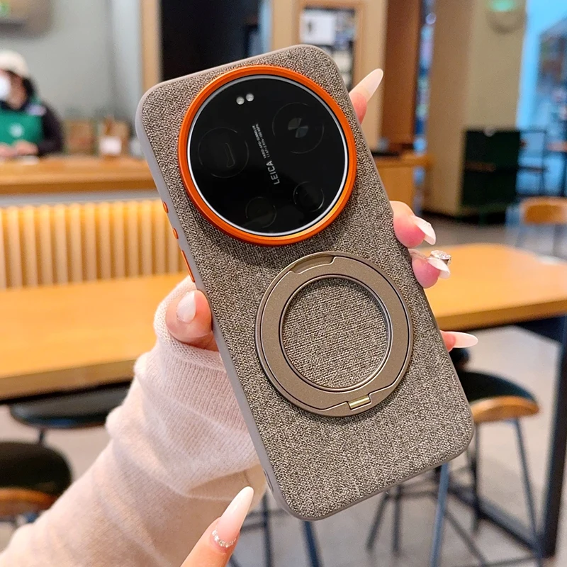 Für Xiaomi Mi 17 Ultra Fall Luxus tuch Ring Stehen Magnetische MagSafe Schutzhülle Zurück Abdeckung Für Xiaomi mi 17 15 14 ultra Shell