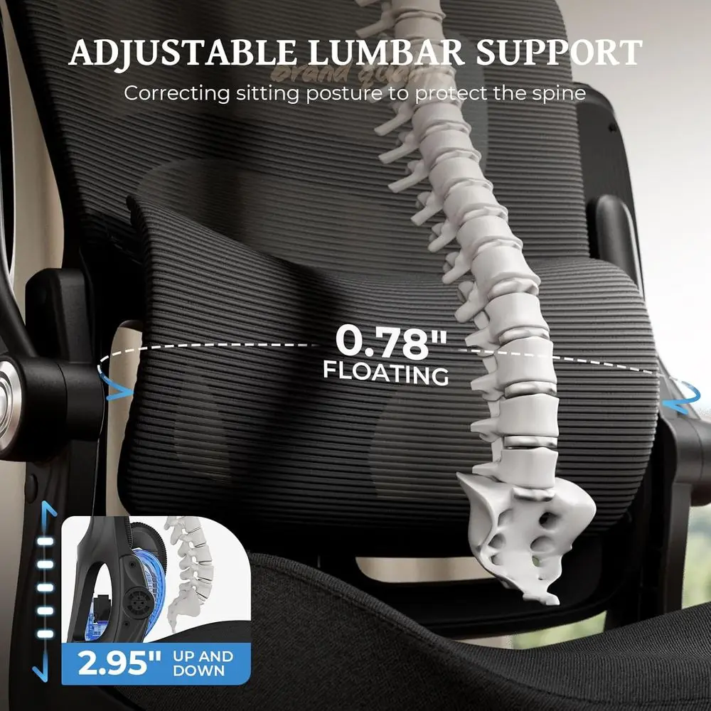 Sedia da ufficio in rete traspirante con supporto lombare regolabile, capacità di 350 libbre, adatta per scrivania o uso aziendale