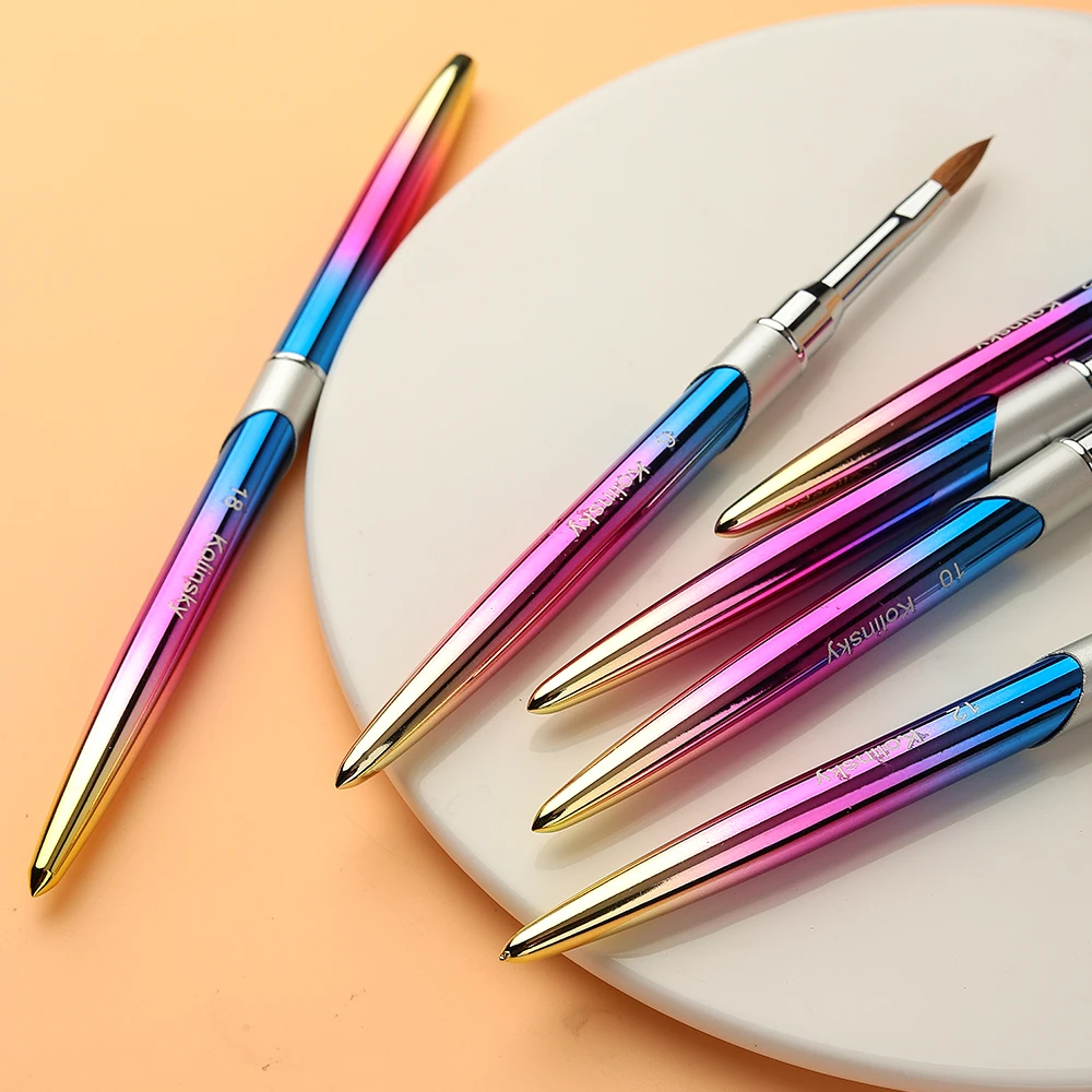 100% pincel acrílico Kolinsky, Gel UV, polvo líquido acrílico 3D, tallado, suministros de manicura profesionales de alta calidad, tamaño 6 # -12 #