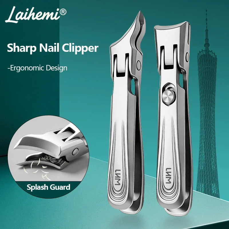 Laihemi Stainless Steel Nail Clippers, Straight & Angled 2 Styles, Trims Thick Hard and Ingrown Nails, Portable Nail Care Tool