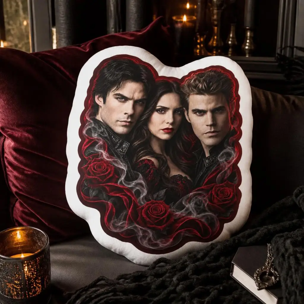 The Vampire Diaries Shaped Pillow Irregular Gothic TV Show Cushion Stuffed Throw Pillow Sofa Decor Fan Gift Dark Romance Home
