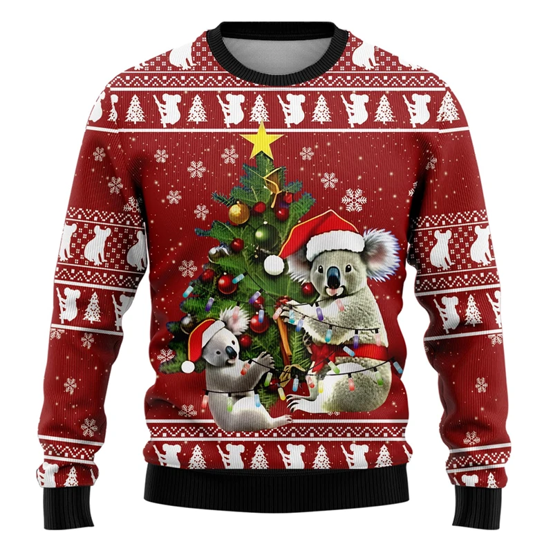 Animal Lovers Ugly Christmas Sweaters Cute Polar Bear Penguin Graphic Sweatshirts Xmas Vibes Mens Sweater Holiday Boy Pullovers