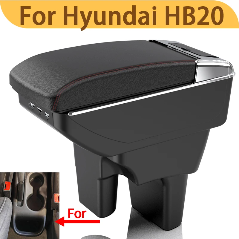 For Hyundai HB20 armrest car interior center console double-layer storage box elbow rest modification accessories cup holderUSB