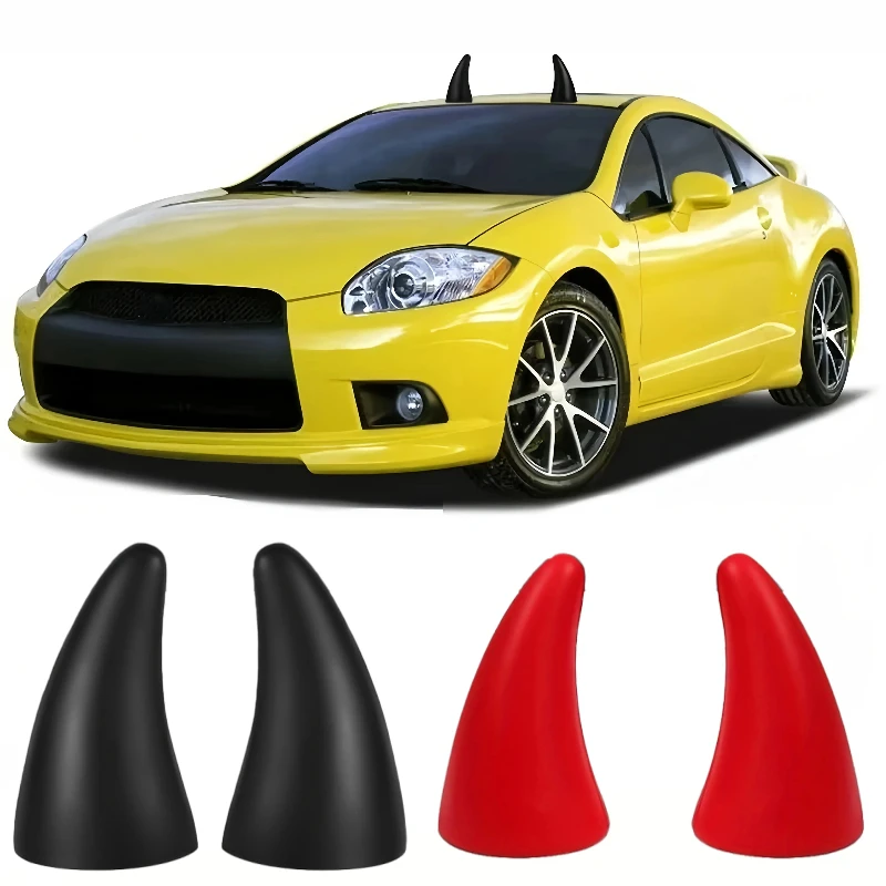 Self-Adhesive 3D Devil Horns Sticker, Car Bumper Anti-Collision Decor, Elastic Helmet Decoration for Motorcycle Bike Ski Helmet