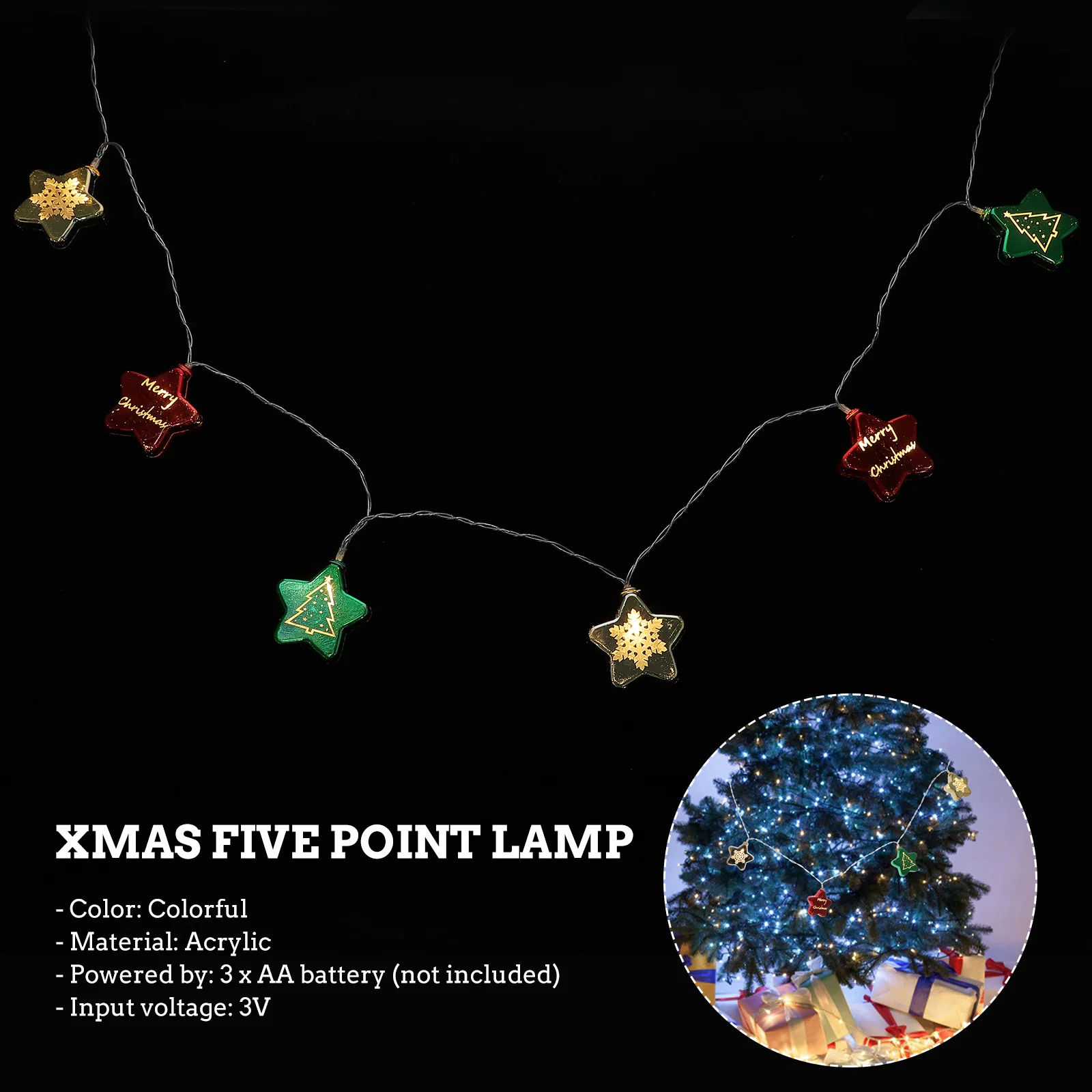 1 قطعة خمسة سلسلة ضوء عيد الميلاد ديكور LED مصباح الإبداعية عيد الميلاد حفلة المنزل مهرجان الإضاءة المحيطة