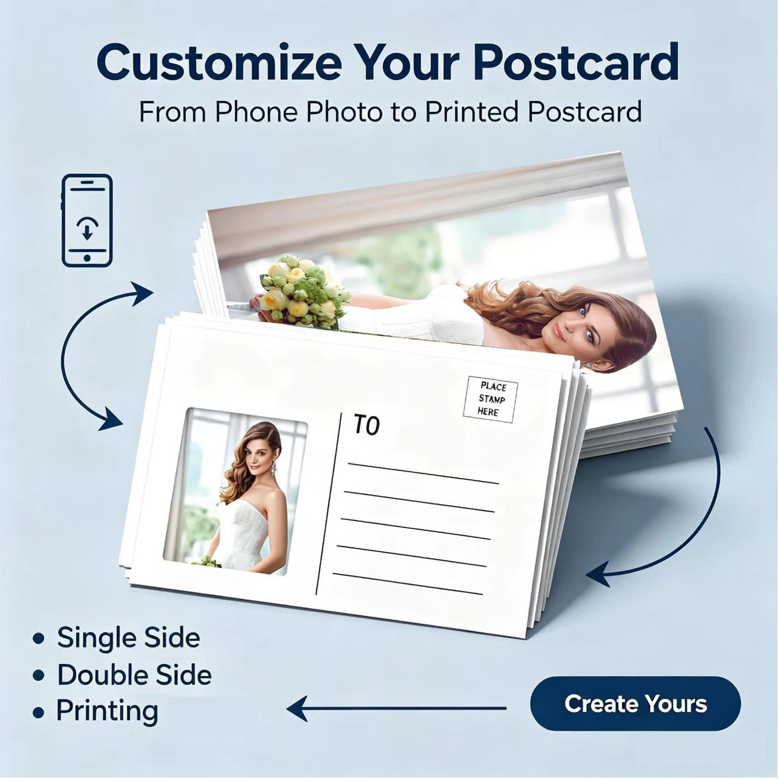 10/30/60 Pieces Custom  Single-sided or double-sided Postcard Set, Personalized customization, Handwritten DIY Art Postcards.