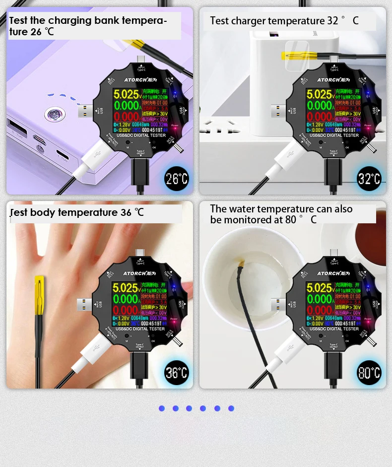 DC5.5 USB 3.0 Type-C 18 In 1 USB Tester DC Digital Voltmeter Power Bank Charger Voltage Meter