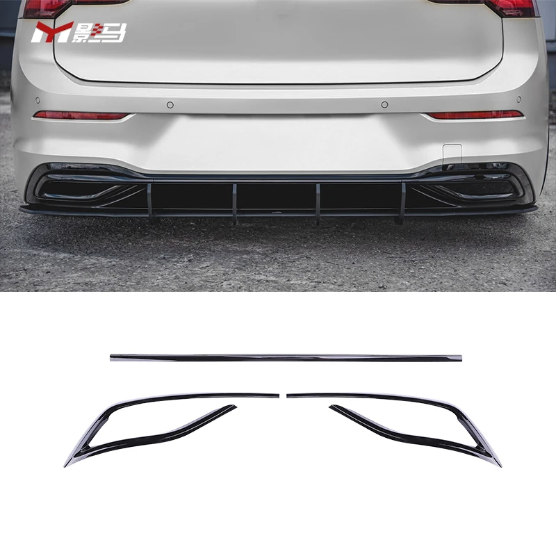 Rear Tail Throat Frame Pipe Trim Decoration cover Bumper Diffuser Exhaust Trim Sticker For VW VIII GOLF 8 MK8 PRO 2021 2022 2023