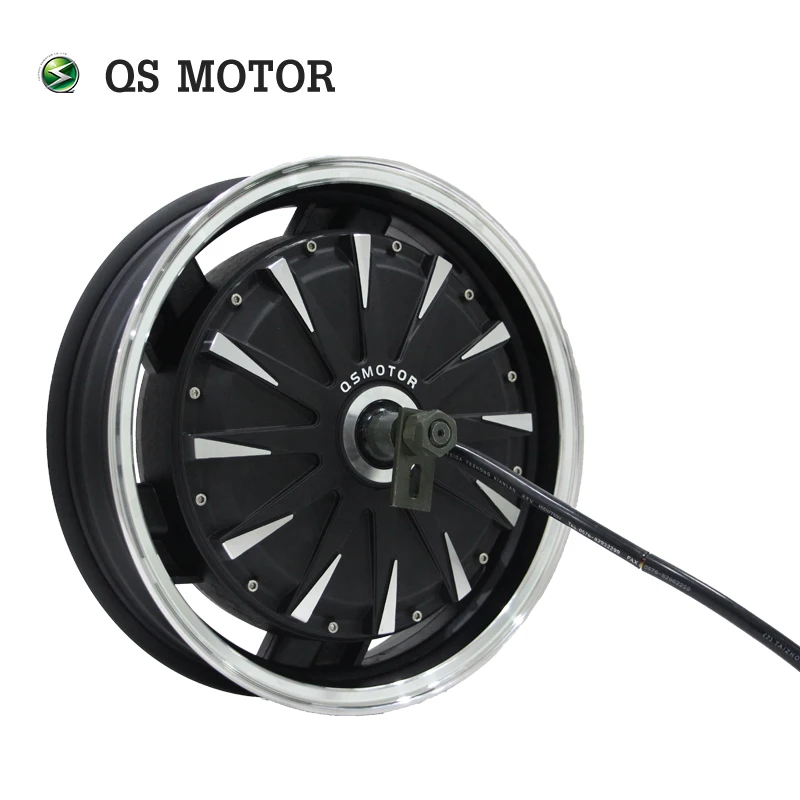 QSMOTOR 2KW V1.12 14x3.5 Inch In-Wheel Hub Motor with Rim for Electric Motorcycle Scooter Small Power Application Drive Kit