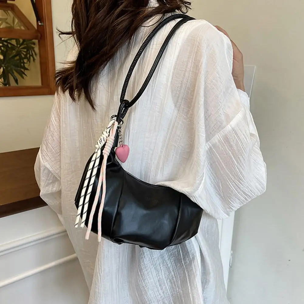 Umhängetasche für Damen, Kunstleder-Schultertasche, plissierte Halbmond-Hobo-Tasche, Unterarm-Tasche, lässige Umhängetasche, Messenger-Tasche – Detail 24