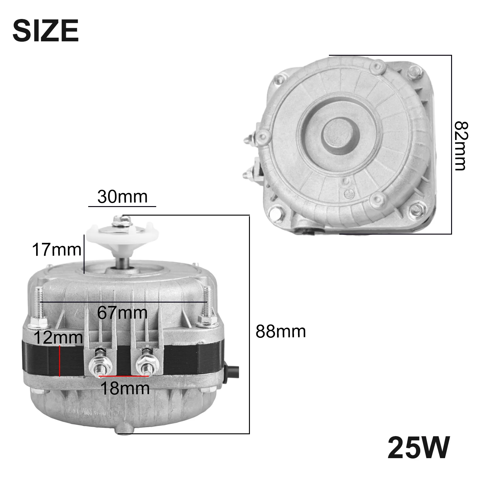 محرك مروحة مكثف 25 وات، محرك مروحة الفريزر، هيكل مدمج، متانة، تبديد سريع للحرارة، موصلية جيدة