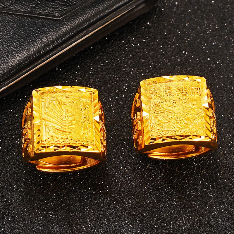 

Luxury 24K 9999 Pure Gold real gold Men's ring big show smooth sailing ring