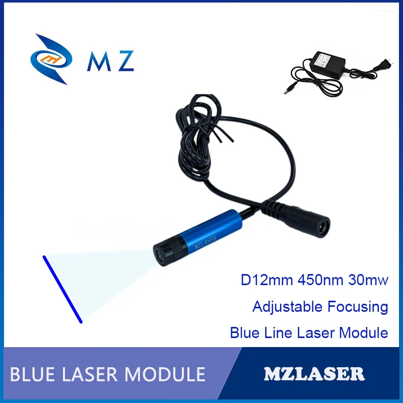 

High-Stability High Definition 450nm 30mW Adjustable Focusing No Stray Light Blue Line PMMA Lens Laser Module With Adapter