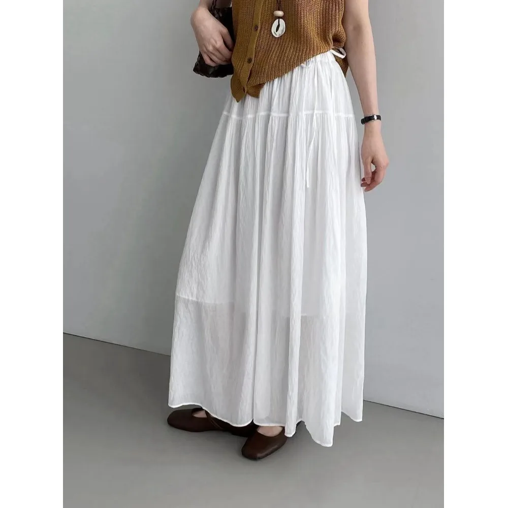 

Elegant Mid-Length A-Line Skirt High Waist Half Body Summer New Style for plus Size Women Breathable Skin-Friendly Material