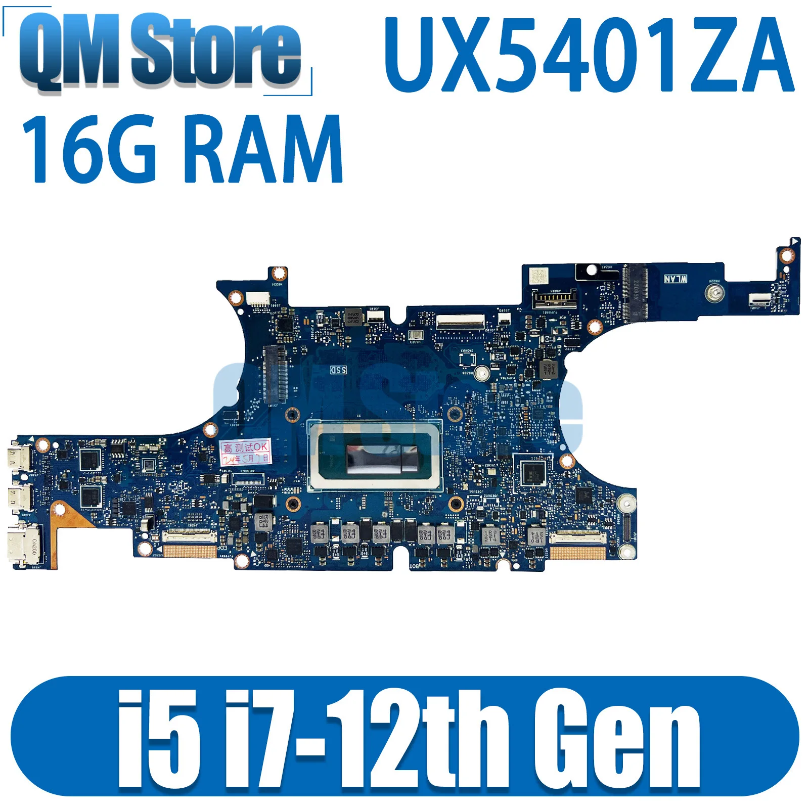 

QM UX5401ZA Материнская плата ASUS UX5401 UX5401Z BX5401ZA RX5401ZA BX5401Z RX5401Z, материнская плата для ноутбука i5 i7 12-го поколения, 16 ГБ ОЗУ