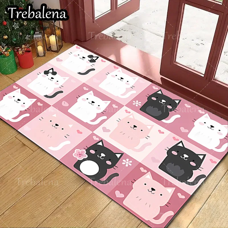 

1pc Welcome Door Mat Cute Cat Pattern Soft Comfortable Home Decor Floor Mat