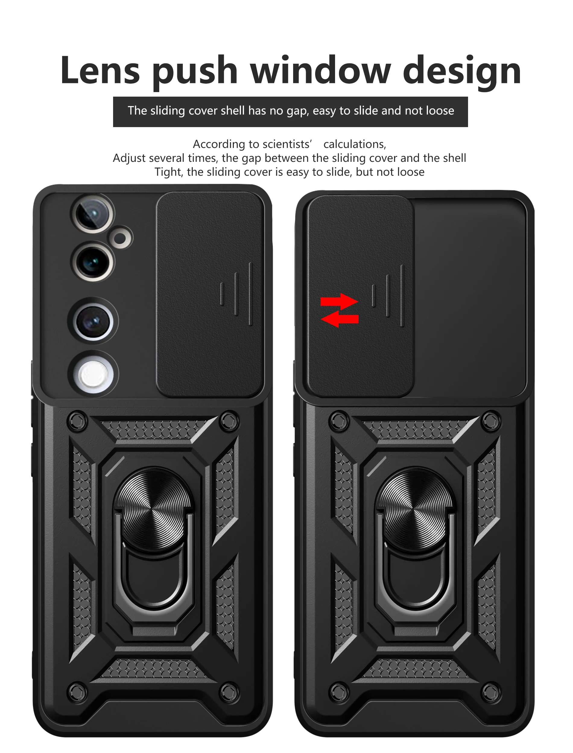 Armor Case for vivo V40 Pro S19 Pro Slide Camera Car Magnetic Ring Holder Hard Phone Cover vivoV40Pro S19Pro V2348 V2347 V2362A