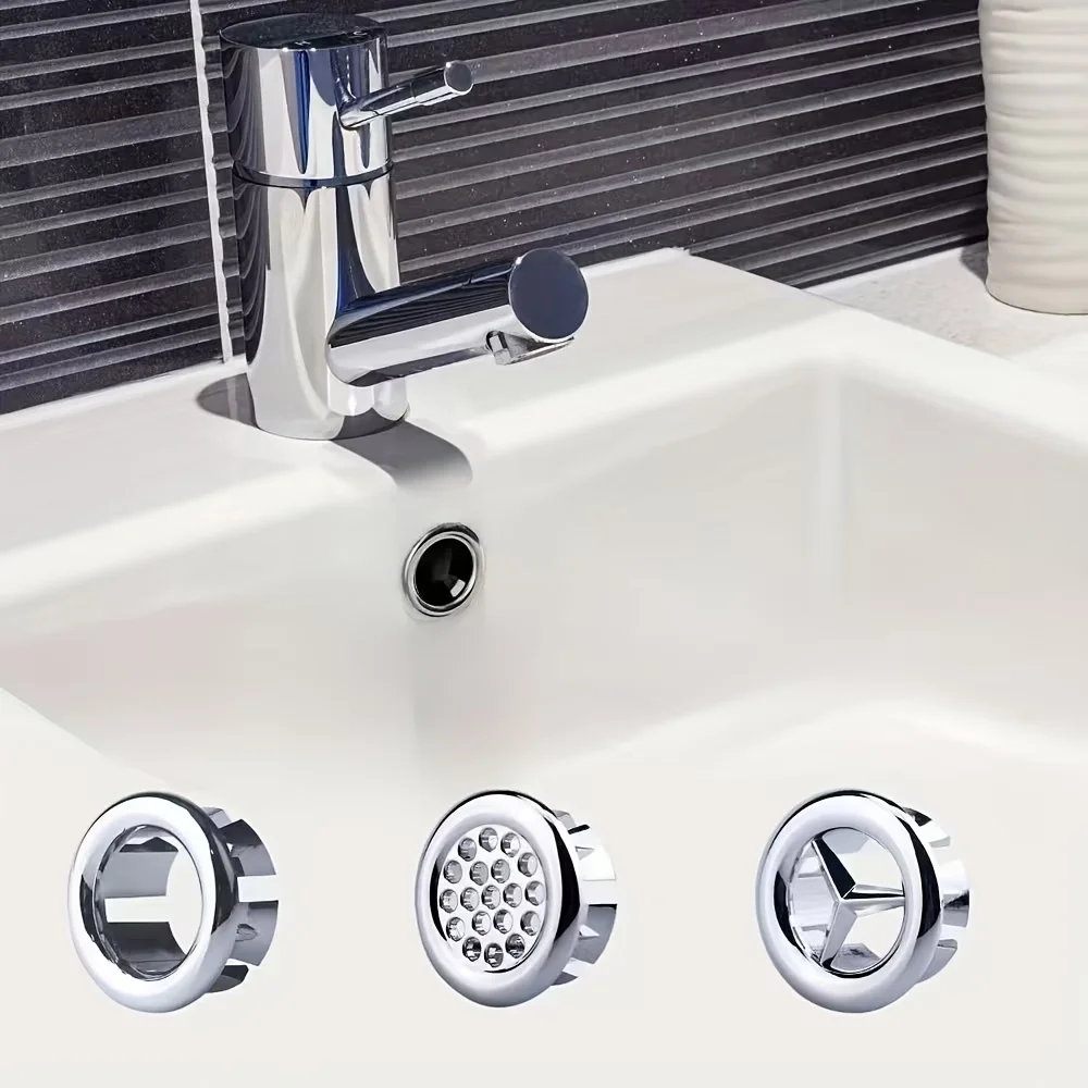 3-Piece Set of Bathroom Sink Drain Covers, Plastic Overflow Hole Replacement Caps, Practical Bathroom Accessories