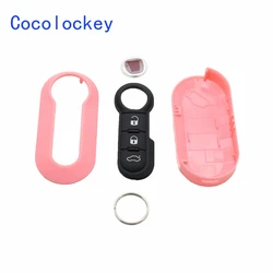 Cocolockey Car Key Shell Cover Case for FIAT 500 500L 500X Abarth 3 Button Remote Flip Folding Key with Key Pad Car Accessories